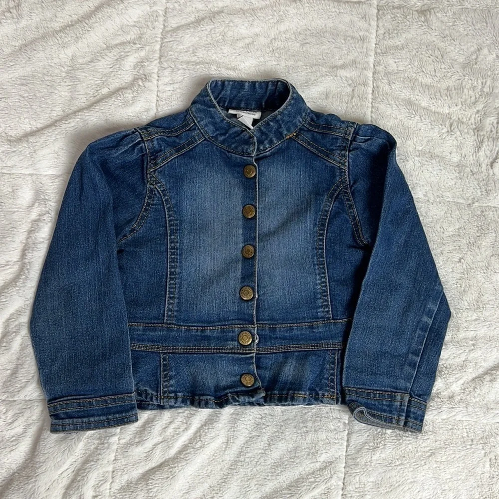 Little Maven by Tori Spelling Mandarin Collar Denim Blue Jean Jacket - Size 4Y